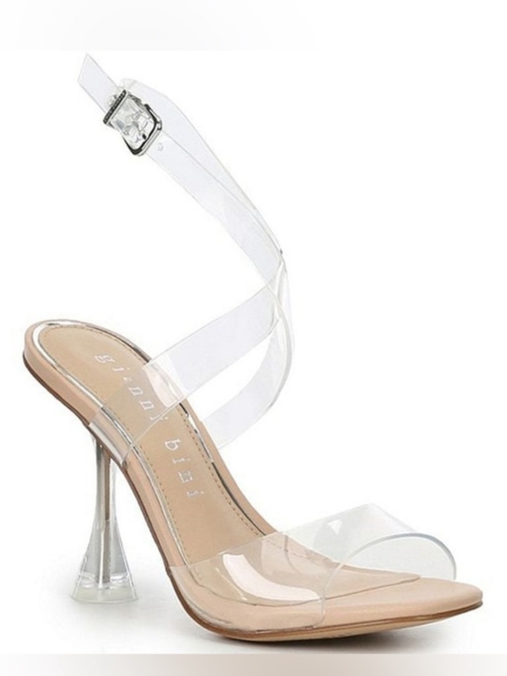 Gianni Bini Kirrah Heel Sandals 8.5 Clear Vinyl Strappy Flared NWOB